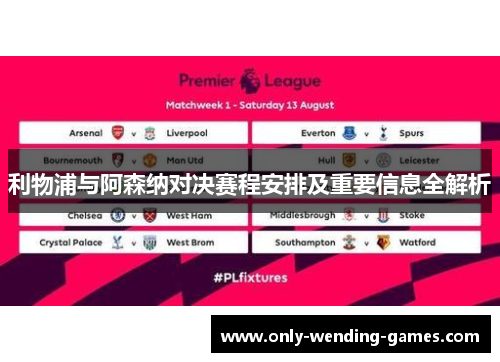 利物浦与阿森纳对决赛程安排及重要信息全解析